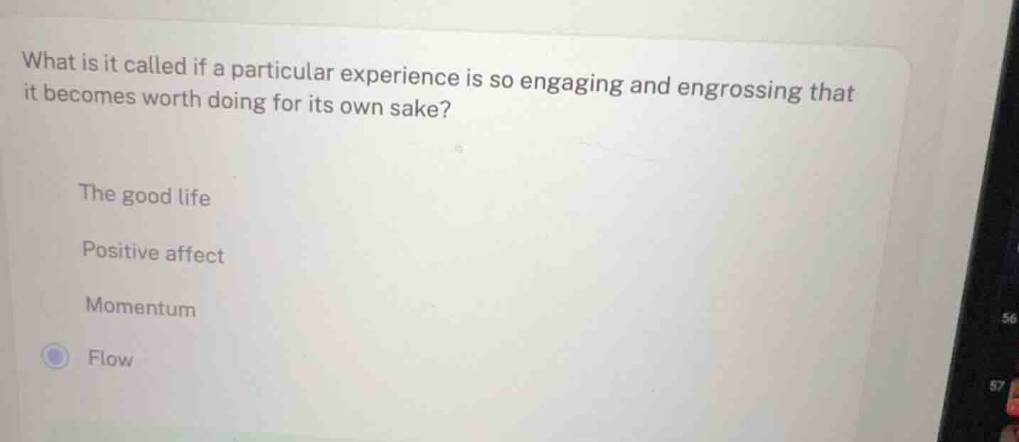 what is it called if a particular experience is so engaging and engross…