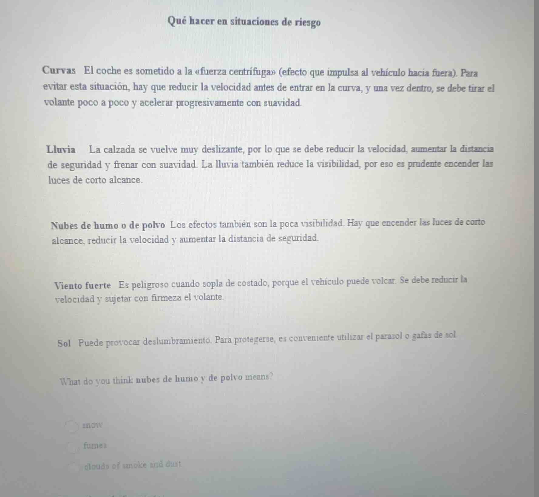 qué hacer en situaciones de riesgo curvas el coche es sometido a la «fu…