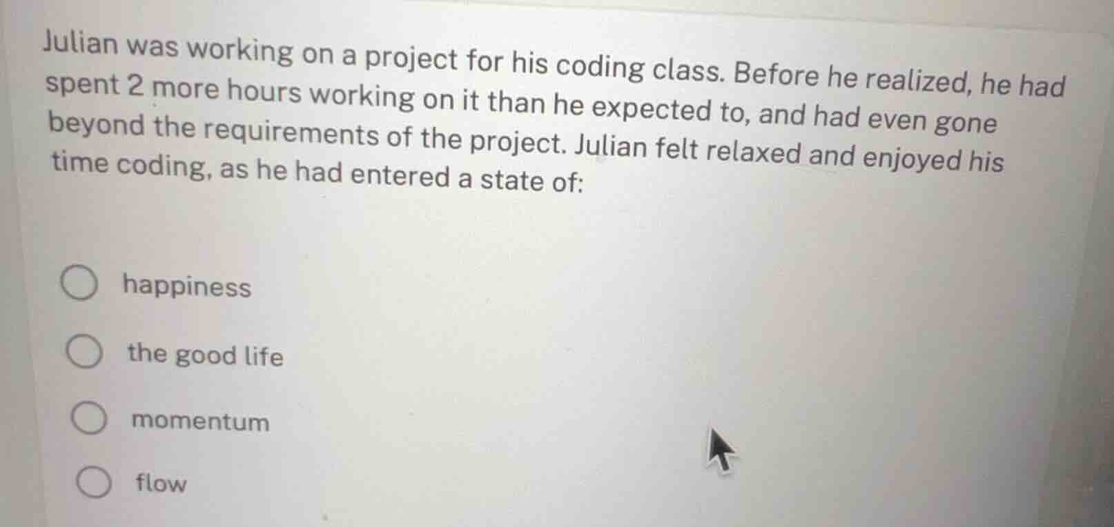 julian was working on a project for his coding class. before he realize…