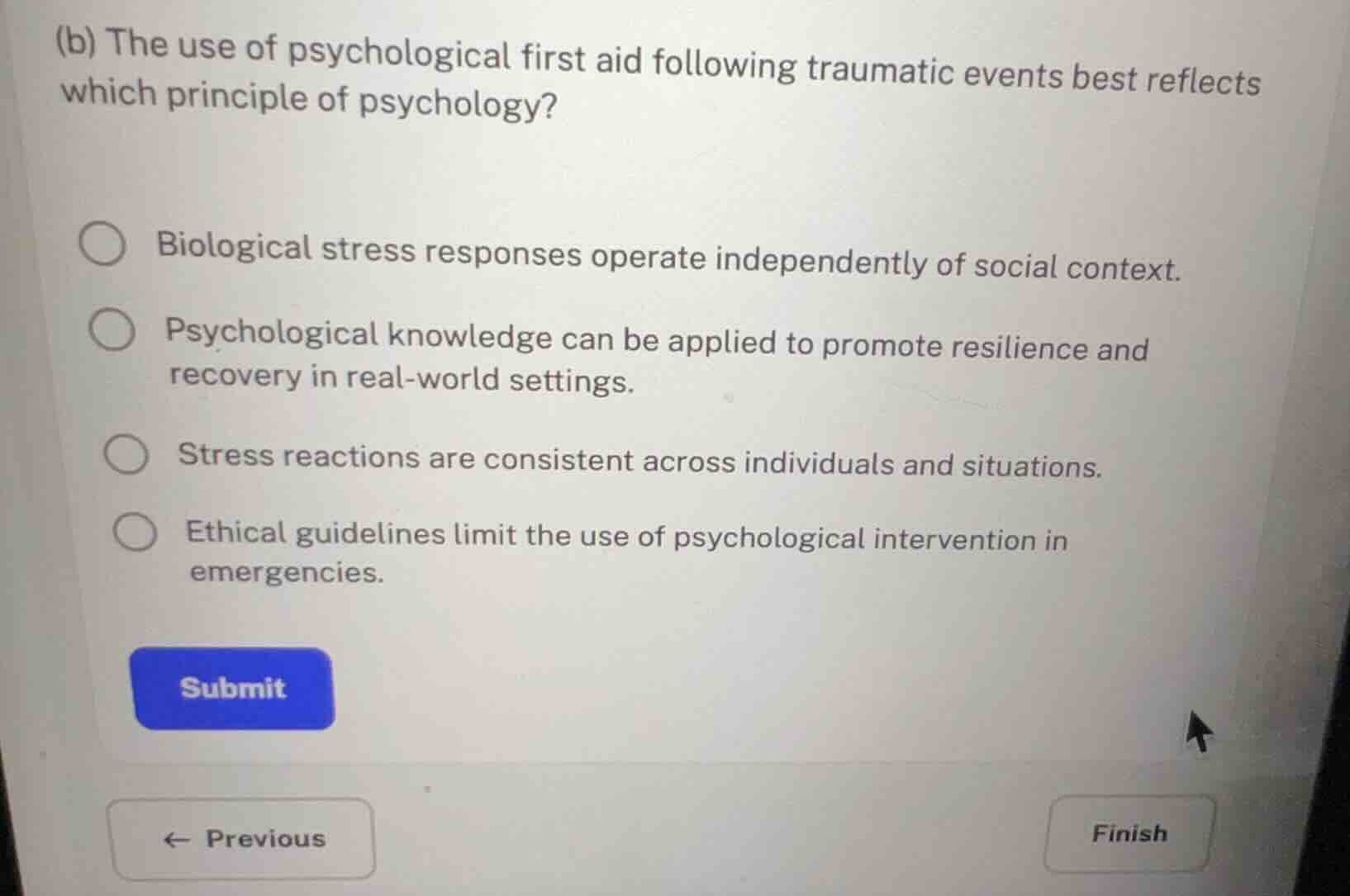 (b) the use of psychological first aid following traumatic events best …