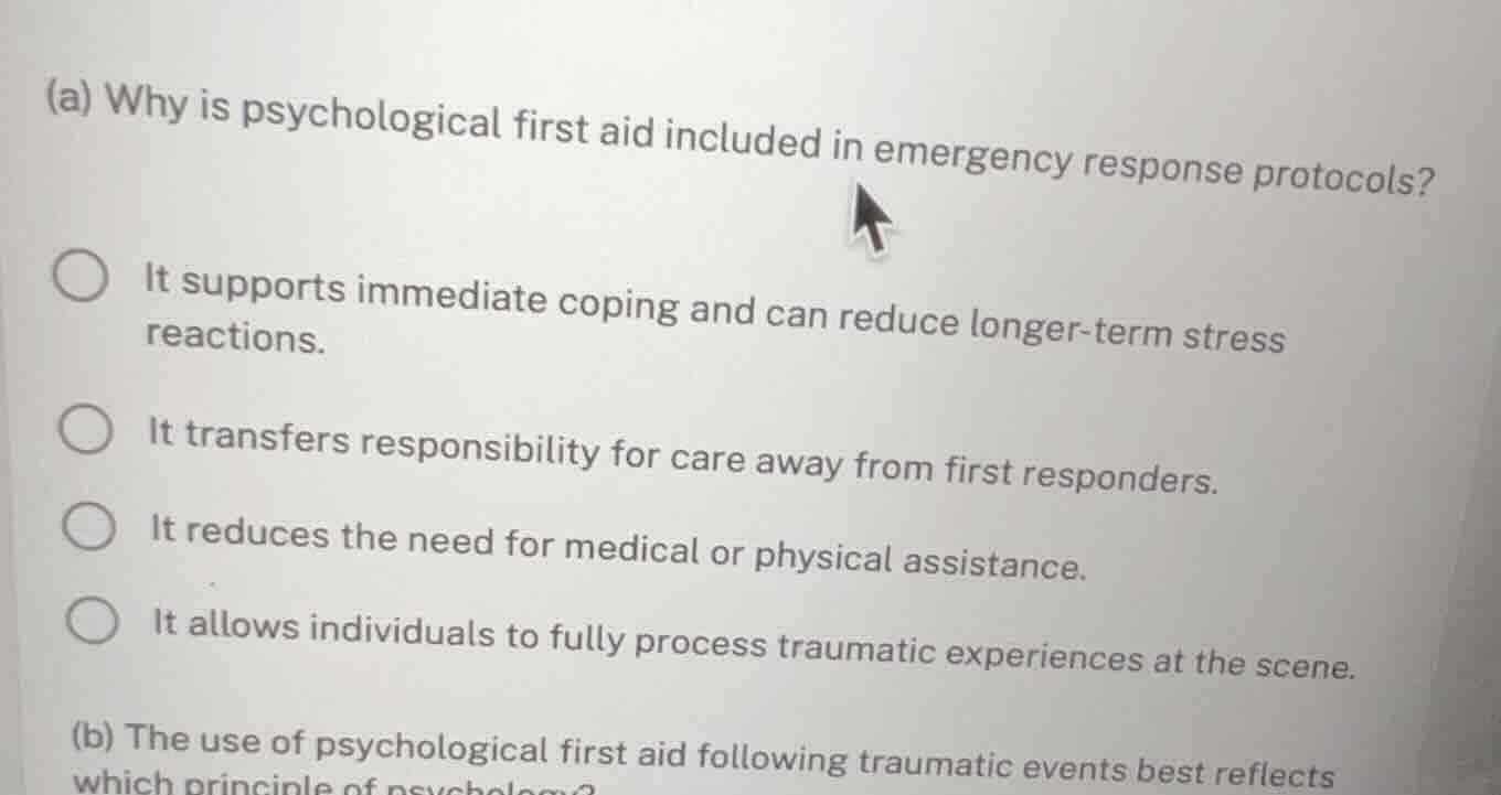 (a) why is psychological first aid included in emergency response proto…