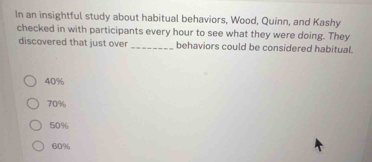 in an insightful study about habitual behaviors, wood, quinn, and kashy…
