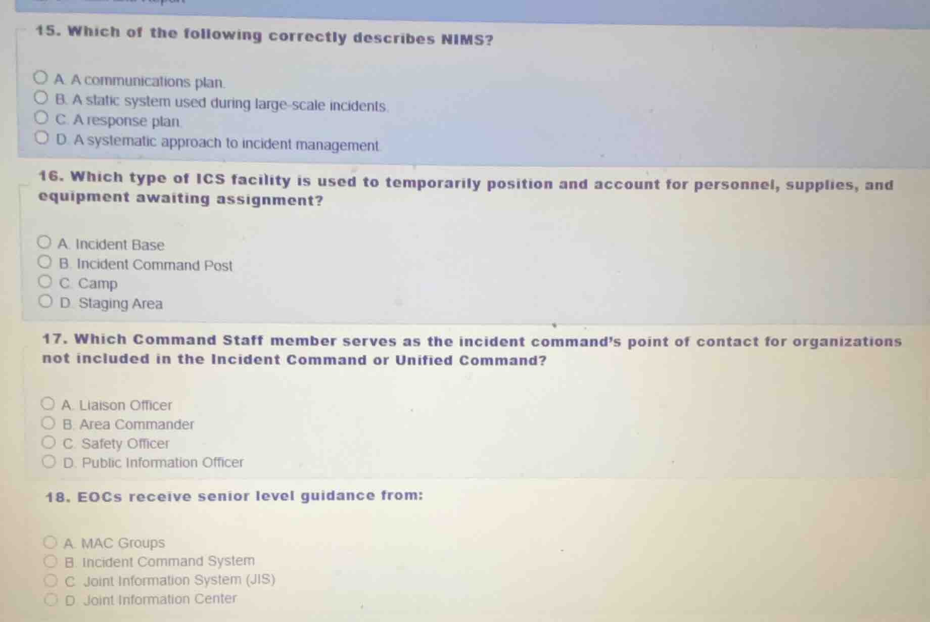 15. which of the following correctly describes nims? a. a communication…