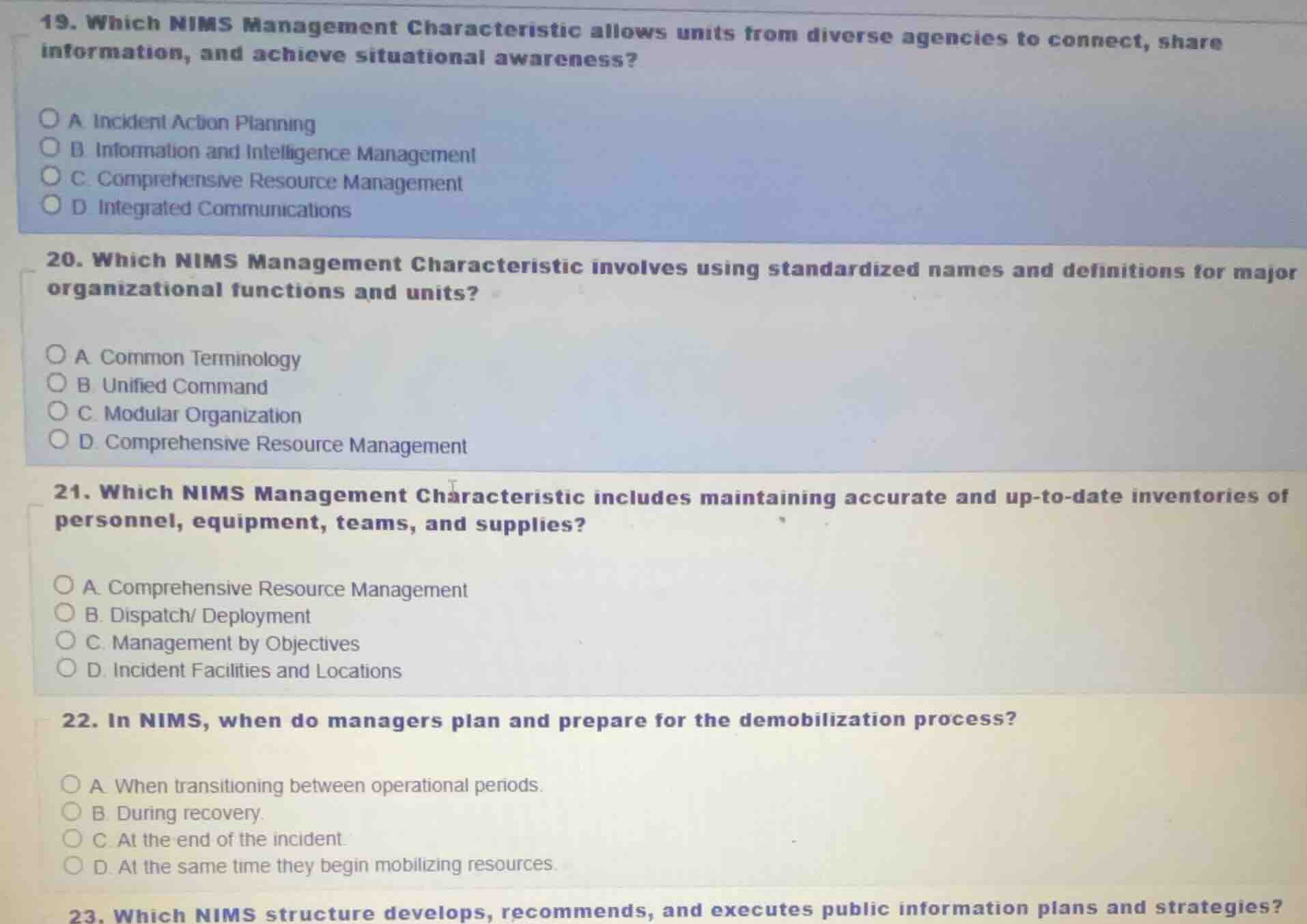 19. which nims management characteristic allows units from diverse agen…