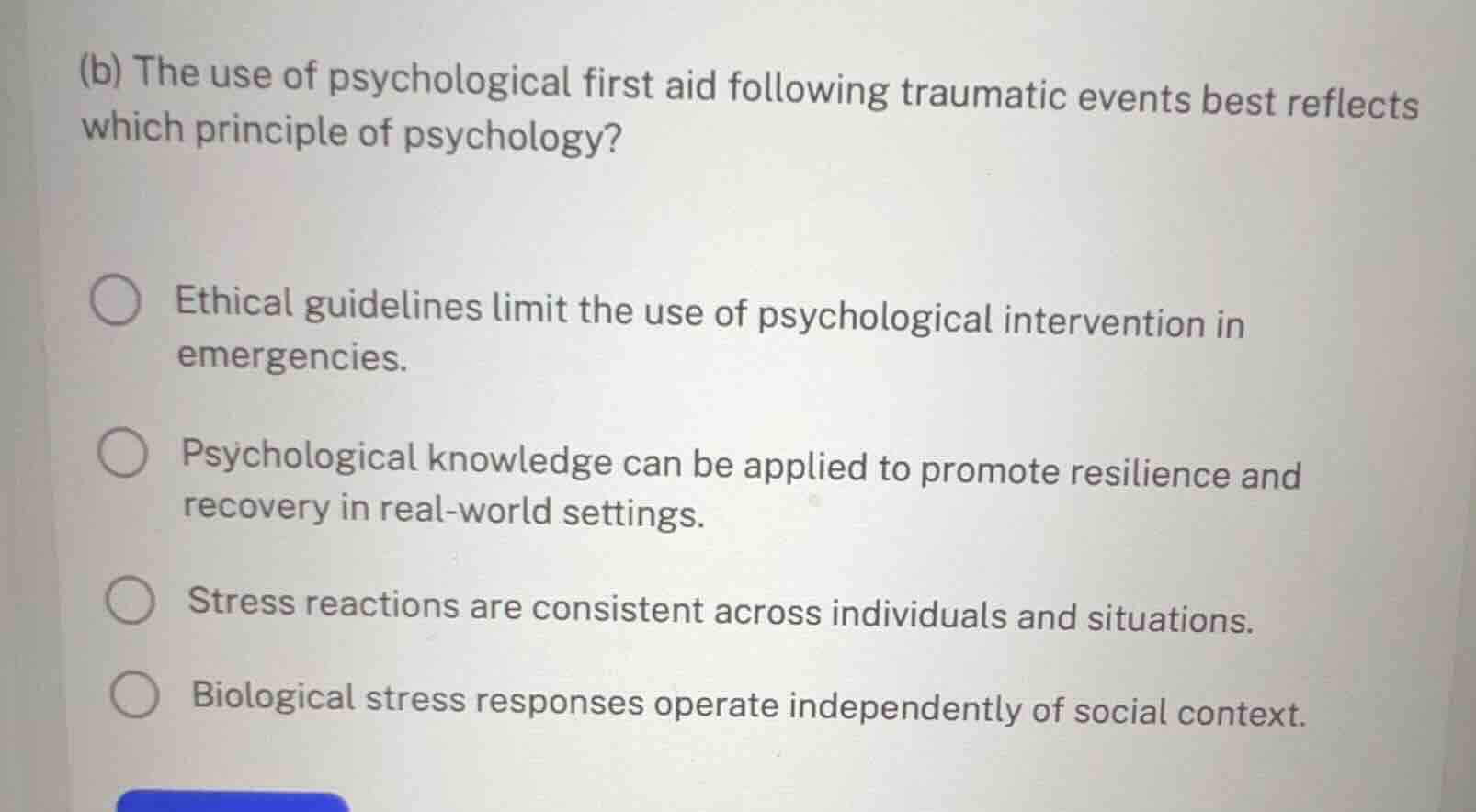 (b) the use of psychological first aid following traumatic events best …