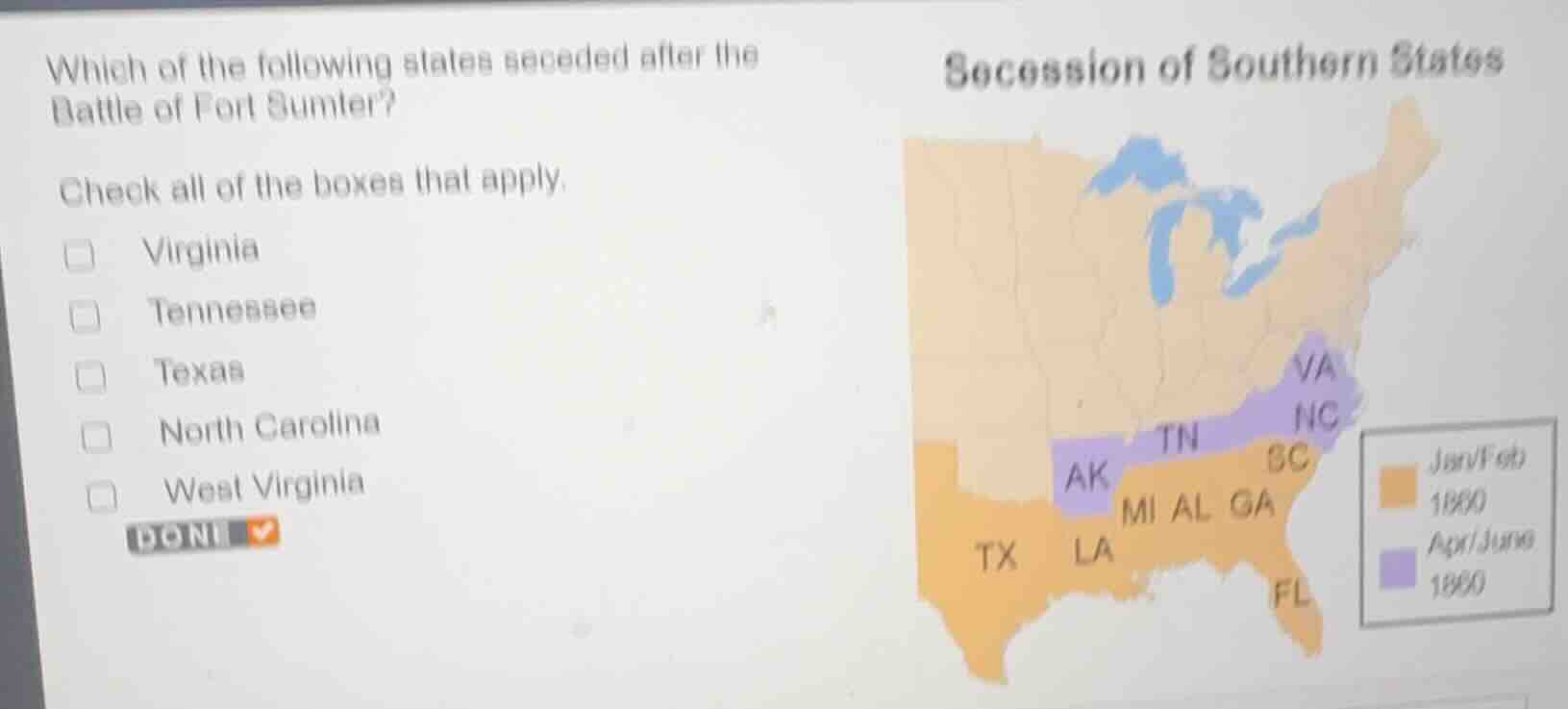 which of the following states seceded after the battle of fort sumter? …