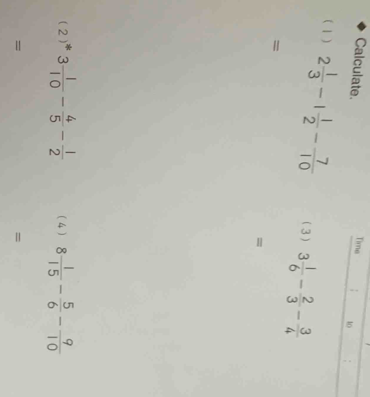 calculate. (1) \\(2\\frac{1}{3} - 1\\frac{1}{2} - \\frac{7}{10}\\) = (2…