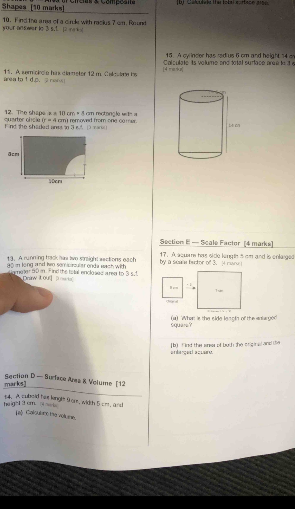 10. find the area of a circle with radius 7 cm. round your answer to 3 …