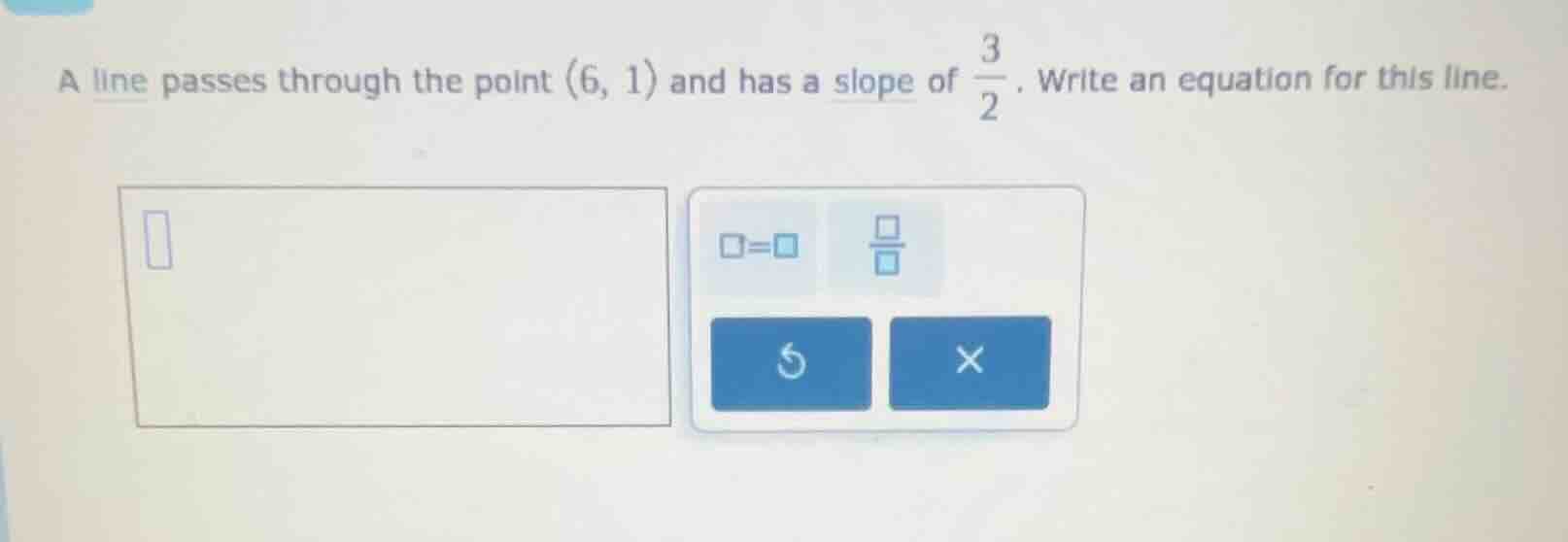 a line passes through the point \\((6, 1)\\) and has a slope of \\(\\fr…