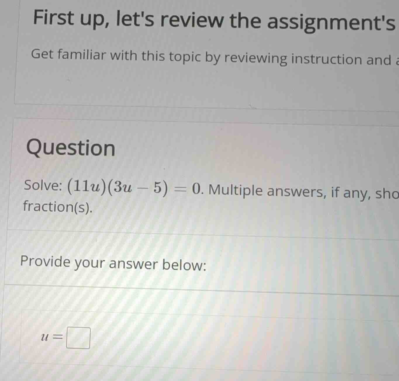 first up, lets review the assignments get familiar with this topic by r…