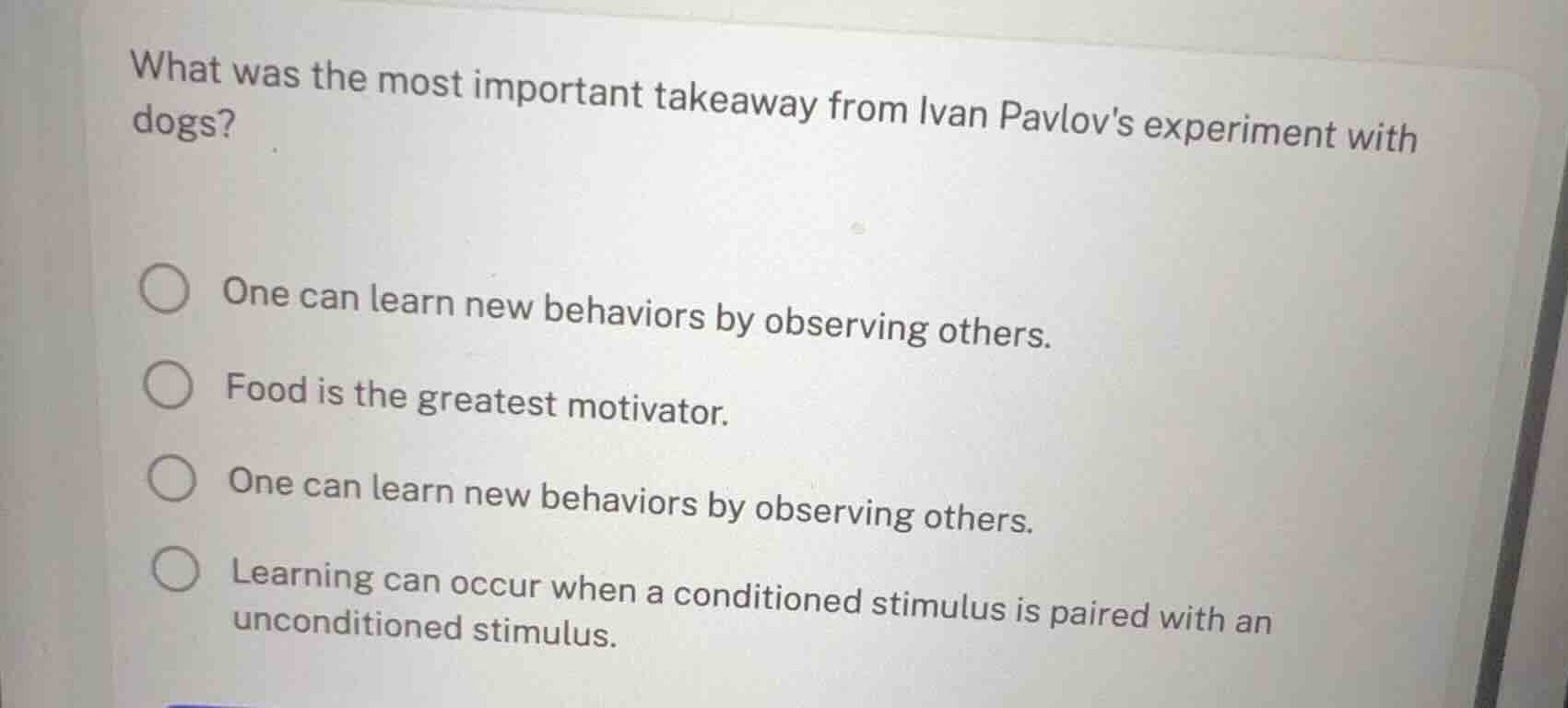 what was the most important takeaway from ivan pavlovs experiment with …
