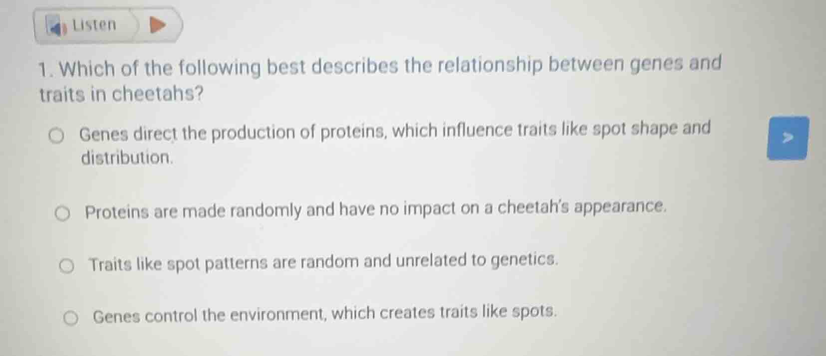 1. which of the following best describes the relationship between genes…