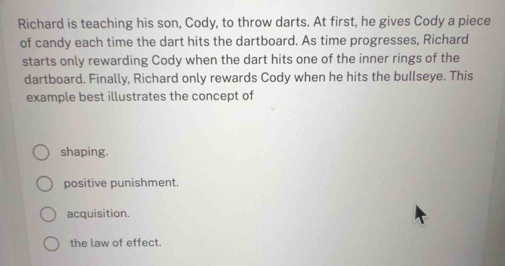 richard is teaching his son, cody, to throw darts. at first, he gives c…