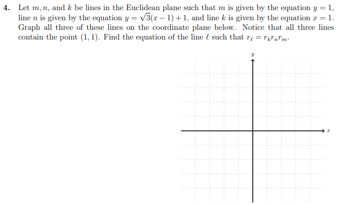4. let (m), (n), and (k) be lines in the euclidean plane such that (m) …