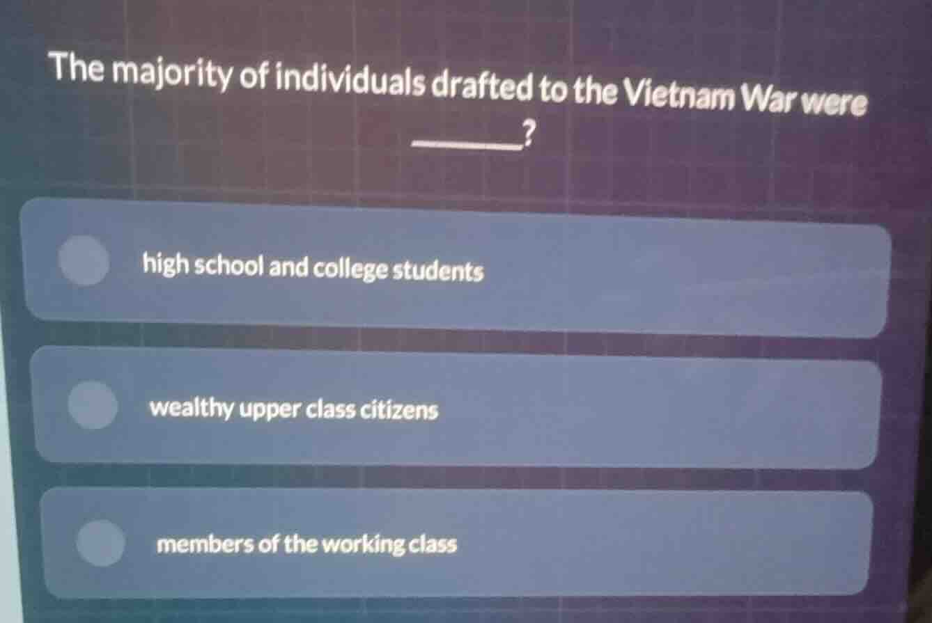 the majority of individuals drafted to the vietnam war were ______? hig…