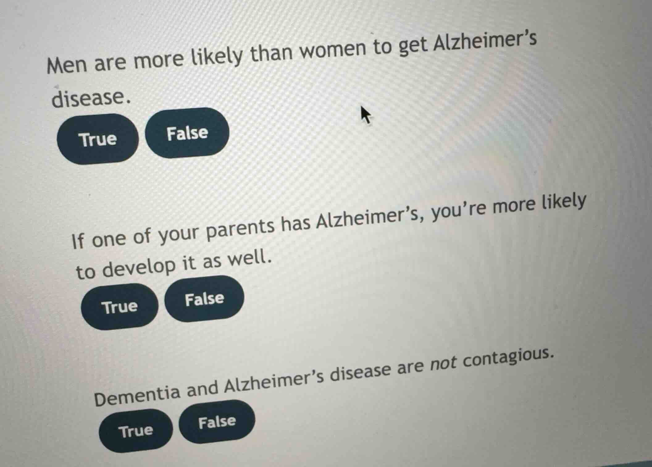 men are more likely than women to get alzheimers disease. true false if…
