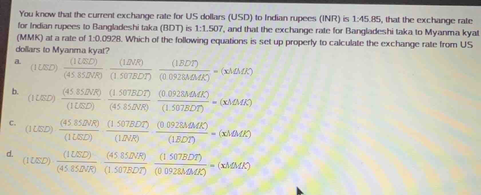 you know that the current exchange rate for us dollars (usd) to indian …