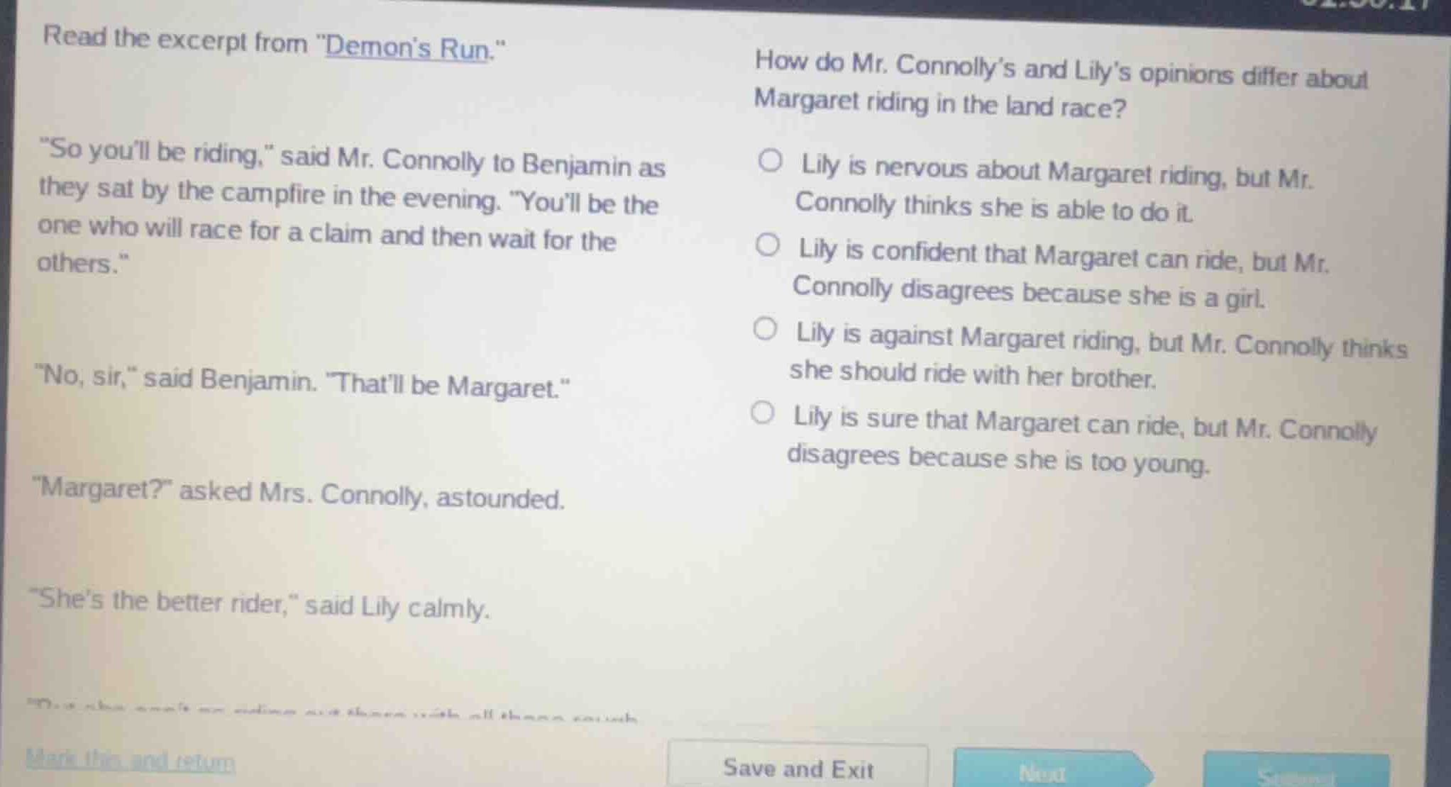 read the excerpt from \demons run.\ \so youll be riding,\ said mr. conn…