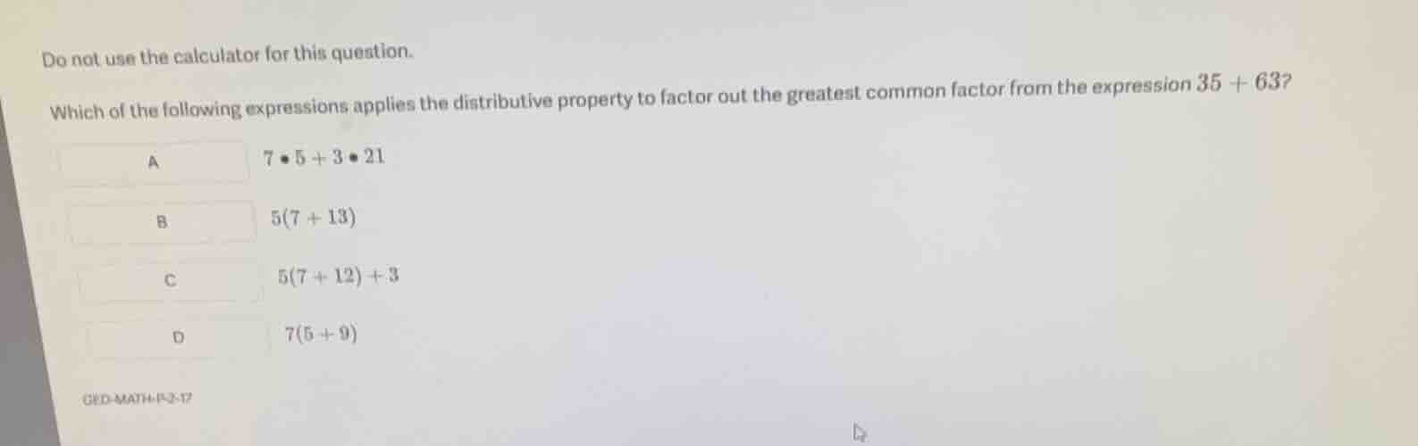 do not use the calculator for this question. which of the following exp…