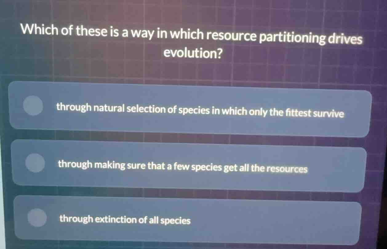 which of these is a way in which resource partitioning drives evolution…
