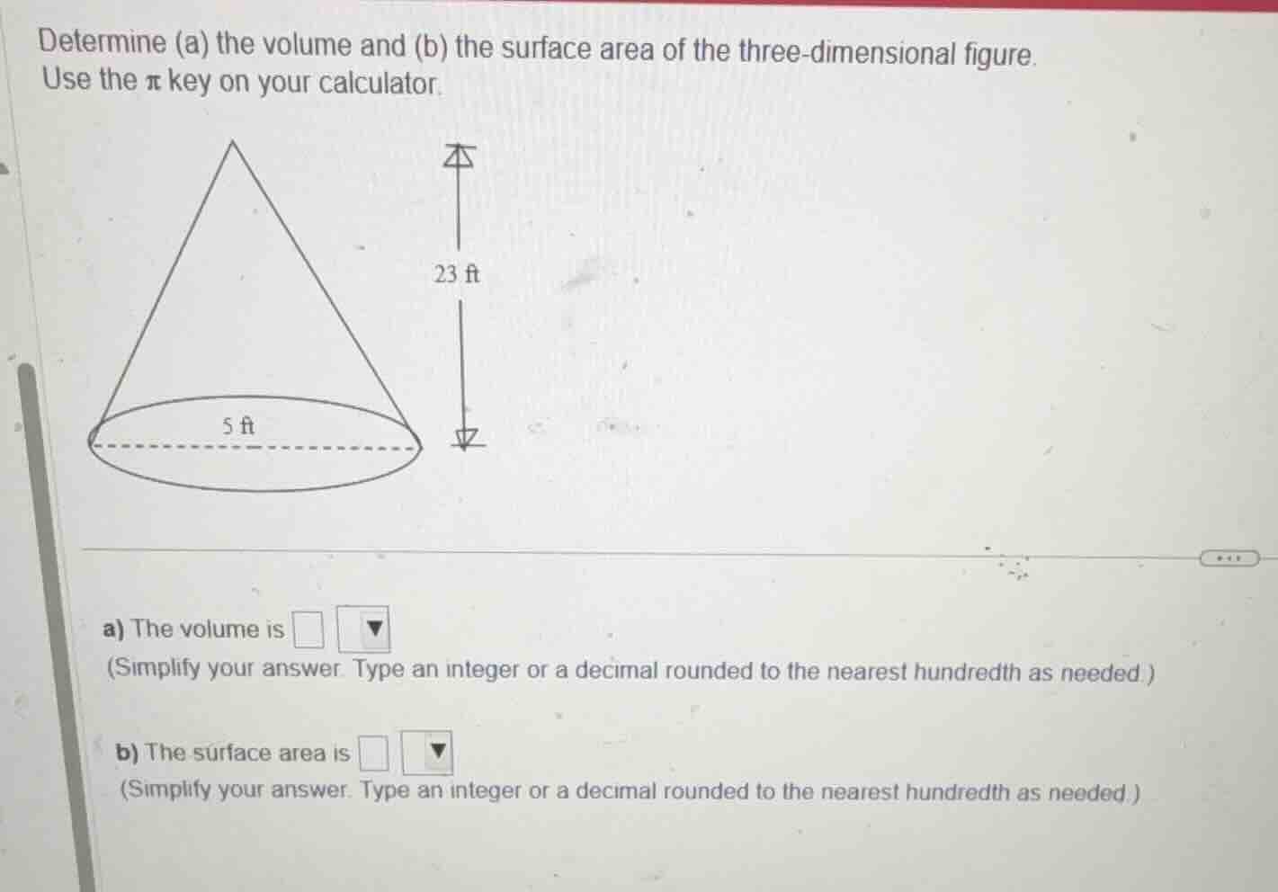 determine (a) the volume and (b) the surface area of the three-dimensio…