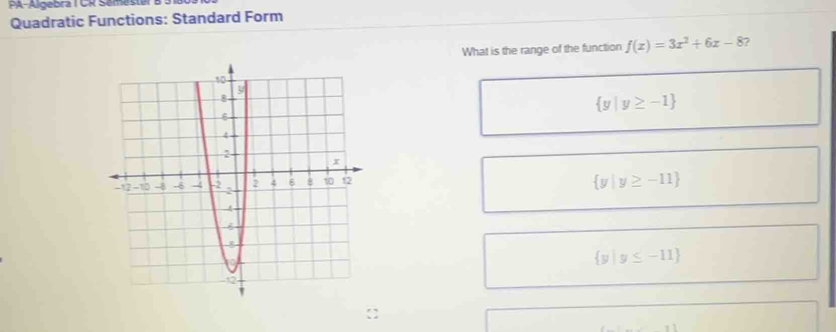 quadratic functions: standard form what is the range of the function (f…