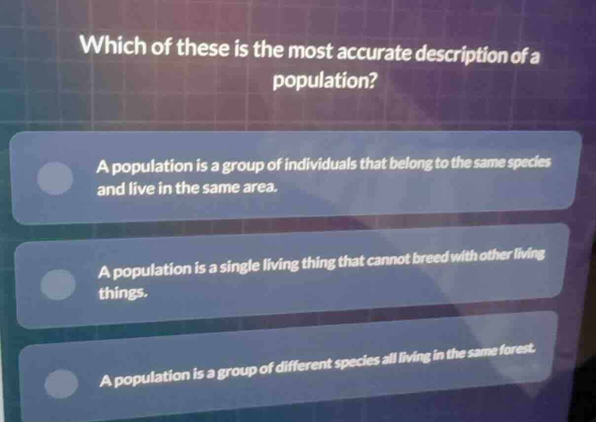 which of these is the most accurate description of a population? a popu…