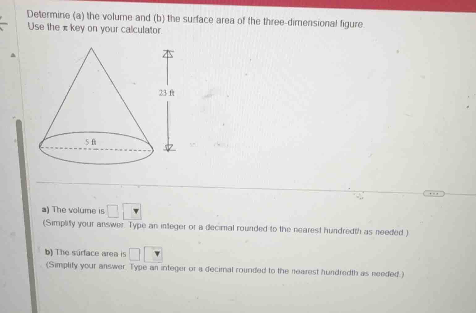 determine (a) the volume and (b) the surface area of the three-dimensio…