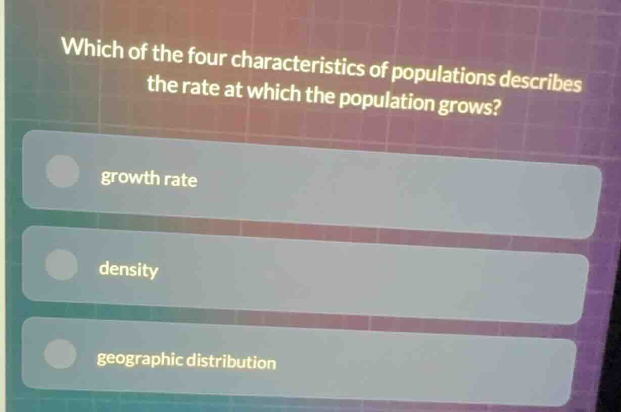 which of the four characteristics of populations describes the rate at …