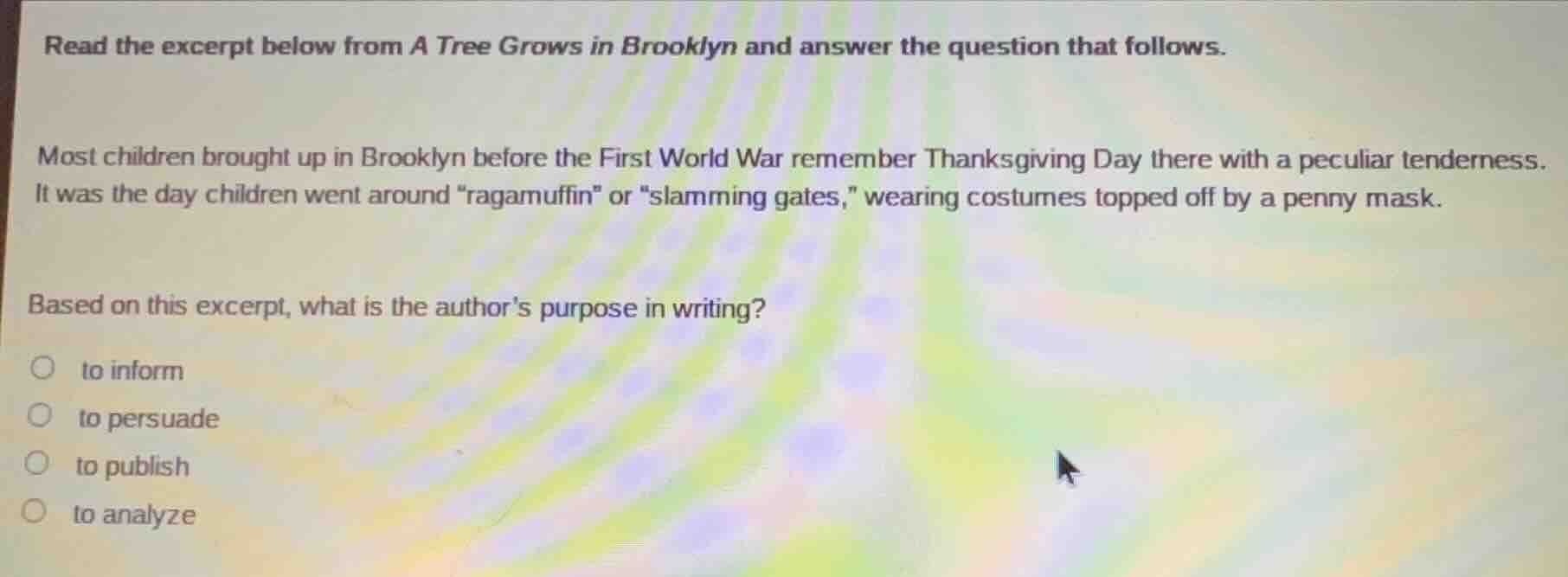 read the excerpt below from a tree grows in brooklyn and answer the que…
