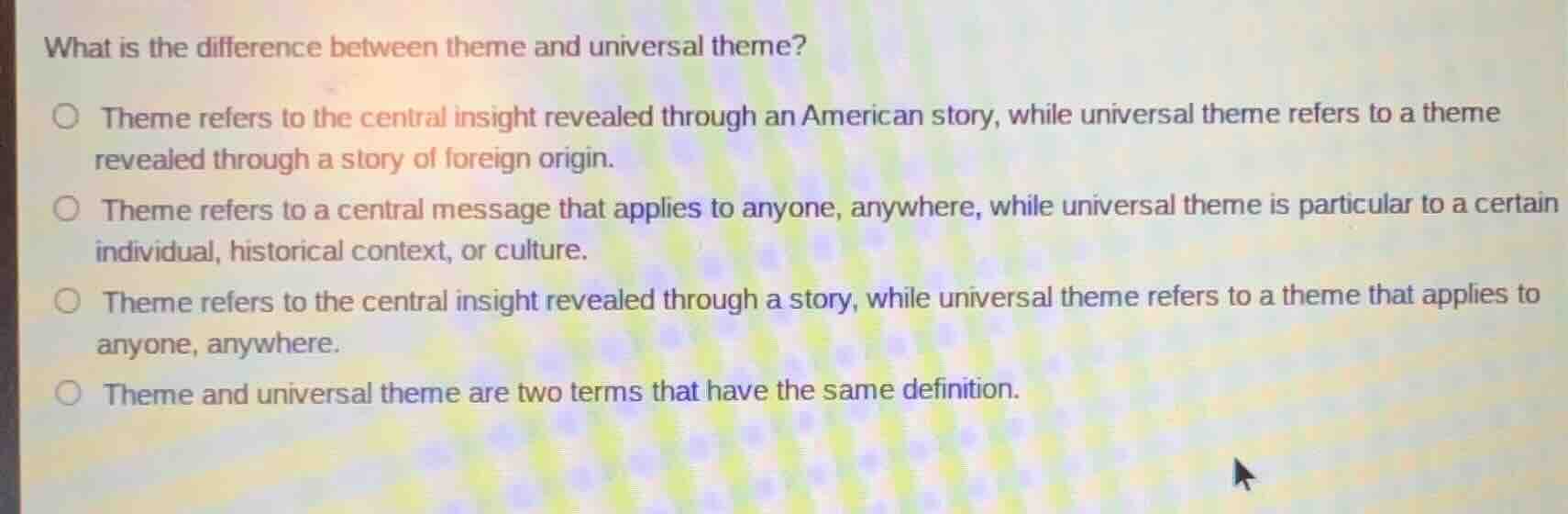 what is the difference between theme and universal theme? theme refers …