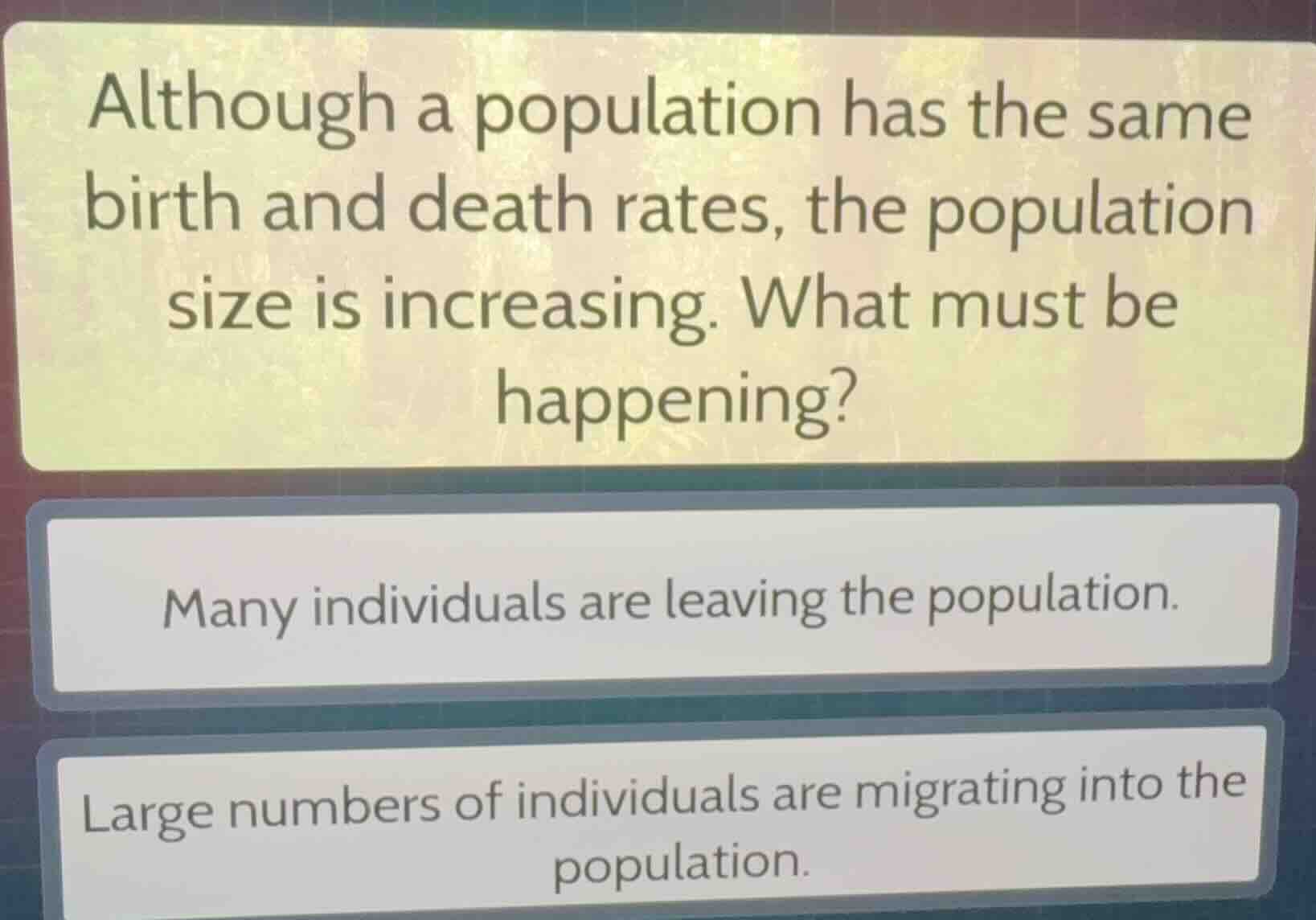 although a population has the same birth and death rates, the populatio…