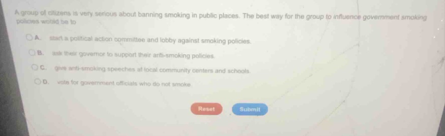 a group of citizens is very serious about banning smoking in public pla…