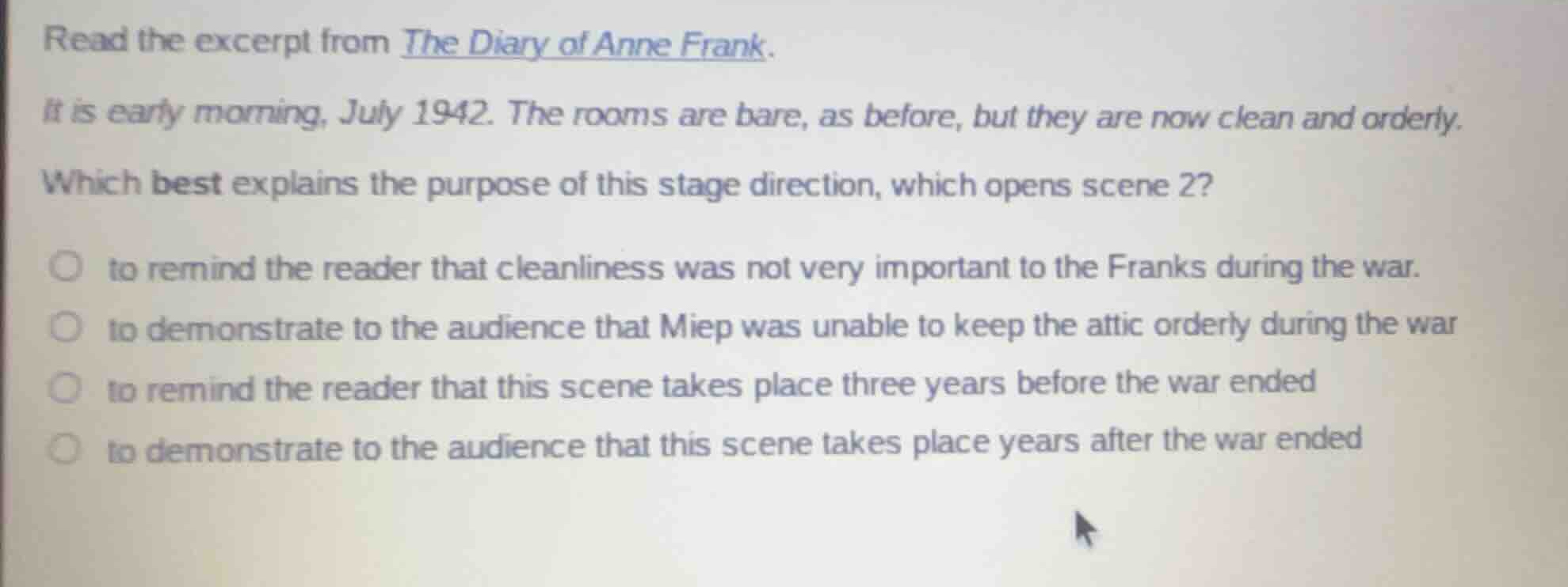 read the excerpt from the diary of anne frank. it is early morning, jul…