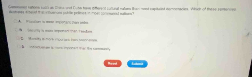 communist nations such as china and cuba have different cultural values…