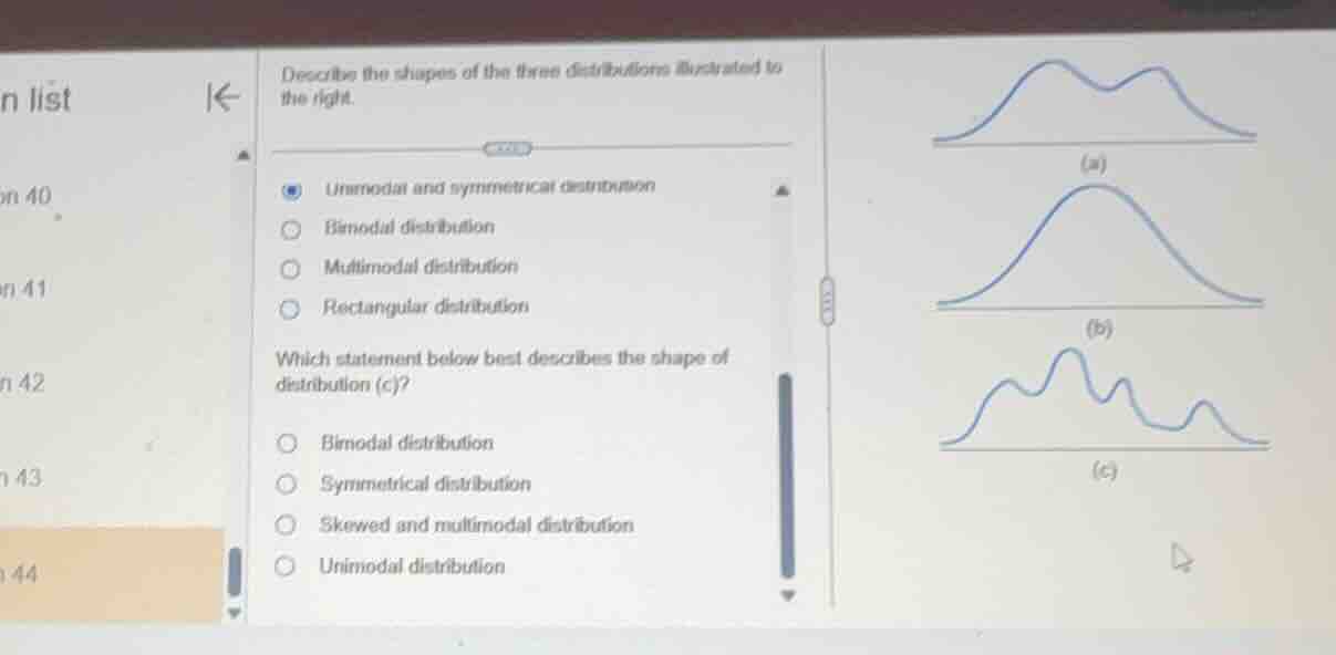 describe the shapes of the three distributions illustrated to the right…