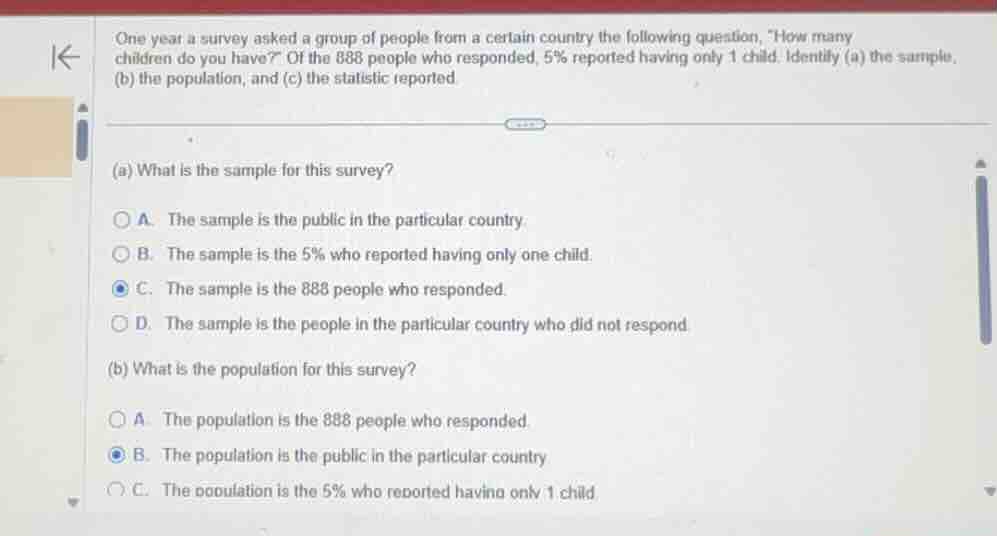 one year a survey asked a group of people from a certain country the fo…