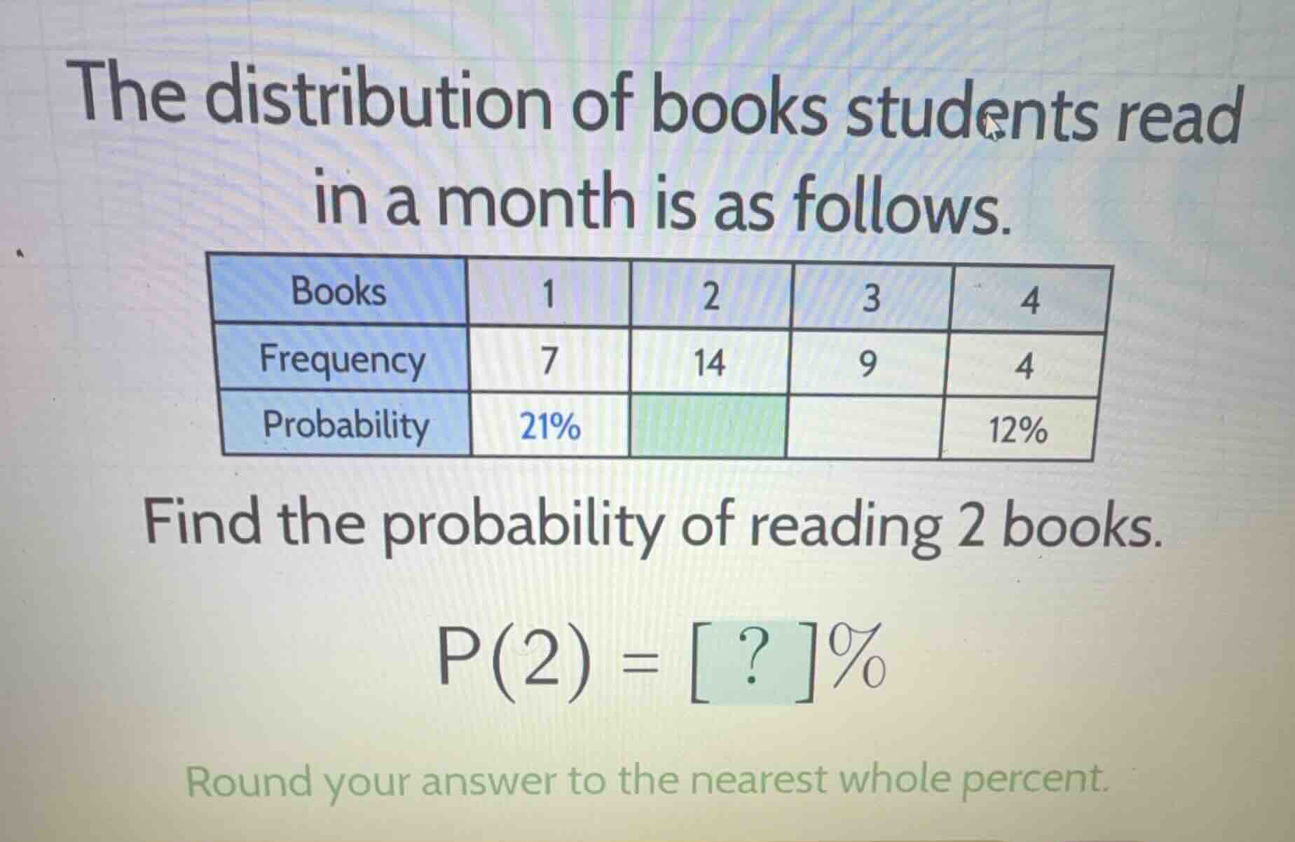 the distribution of books students read in a month is as follows. find …
