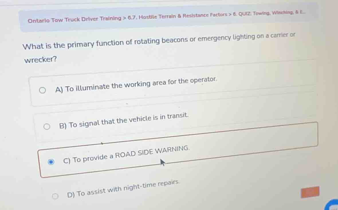 what is the primary function of rotating beacons or emergency lighting …