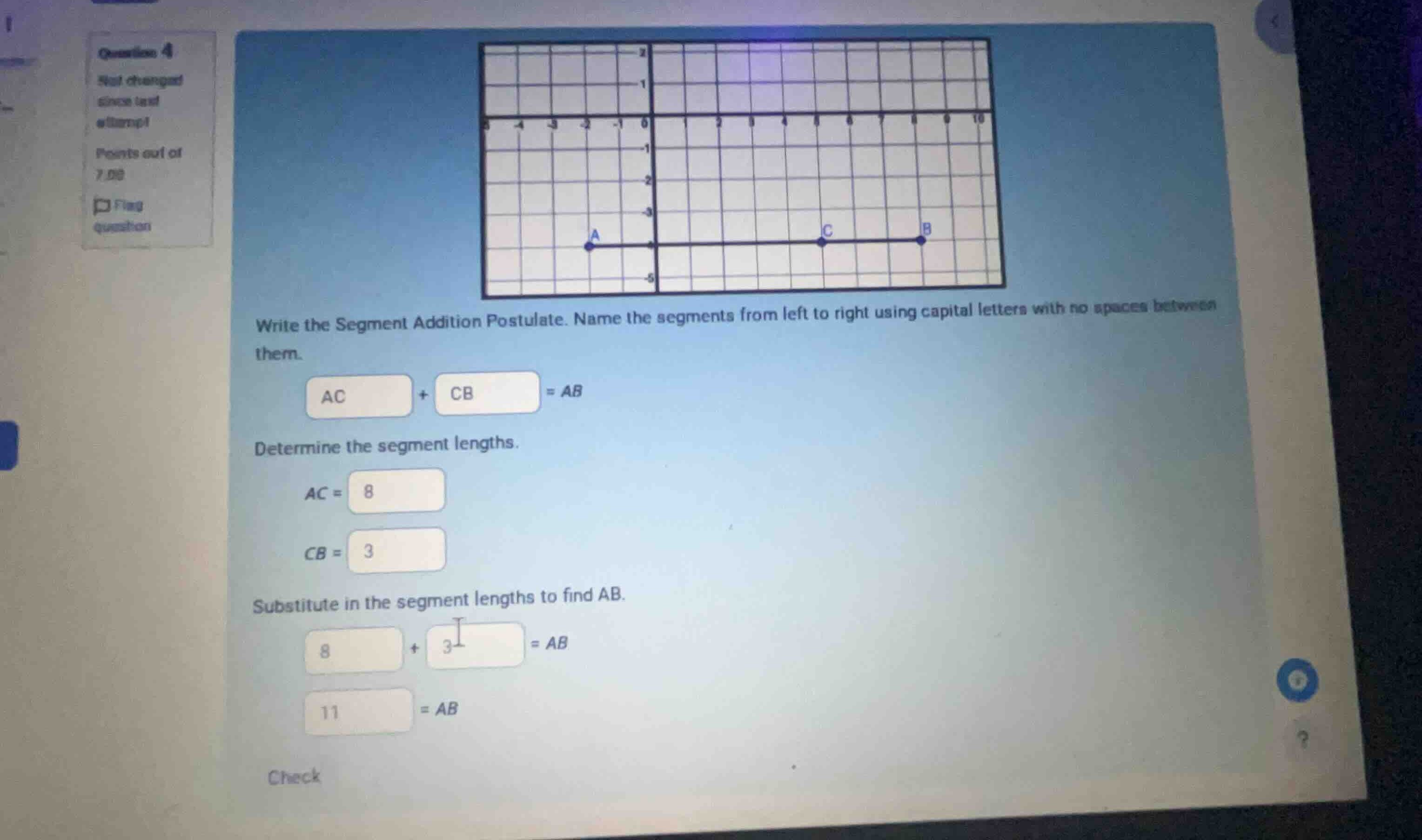 write the segment addition postulate. name the segments from left to ri…