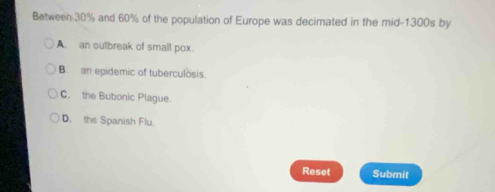 between 30% and 60% of the population of europe was decimated in the mi…