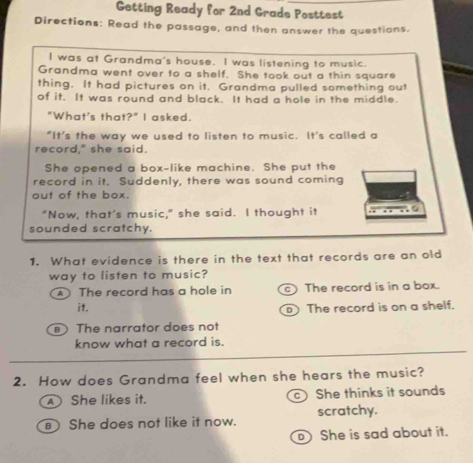 getting ready for 2nd grade posttest directions: read the passage, and …