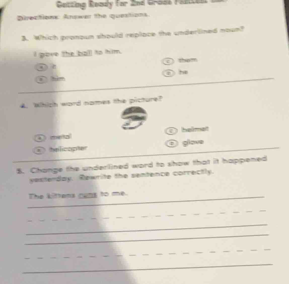 getting ready for 2nd grade directions: answer the questions. 3. which …
