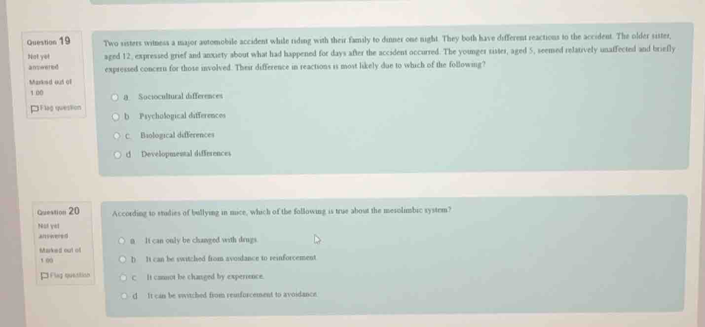 question 19 two sisters witness a major automobile accident while ridin…