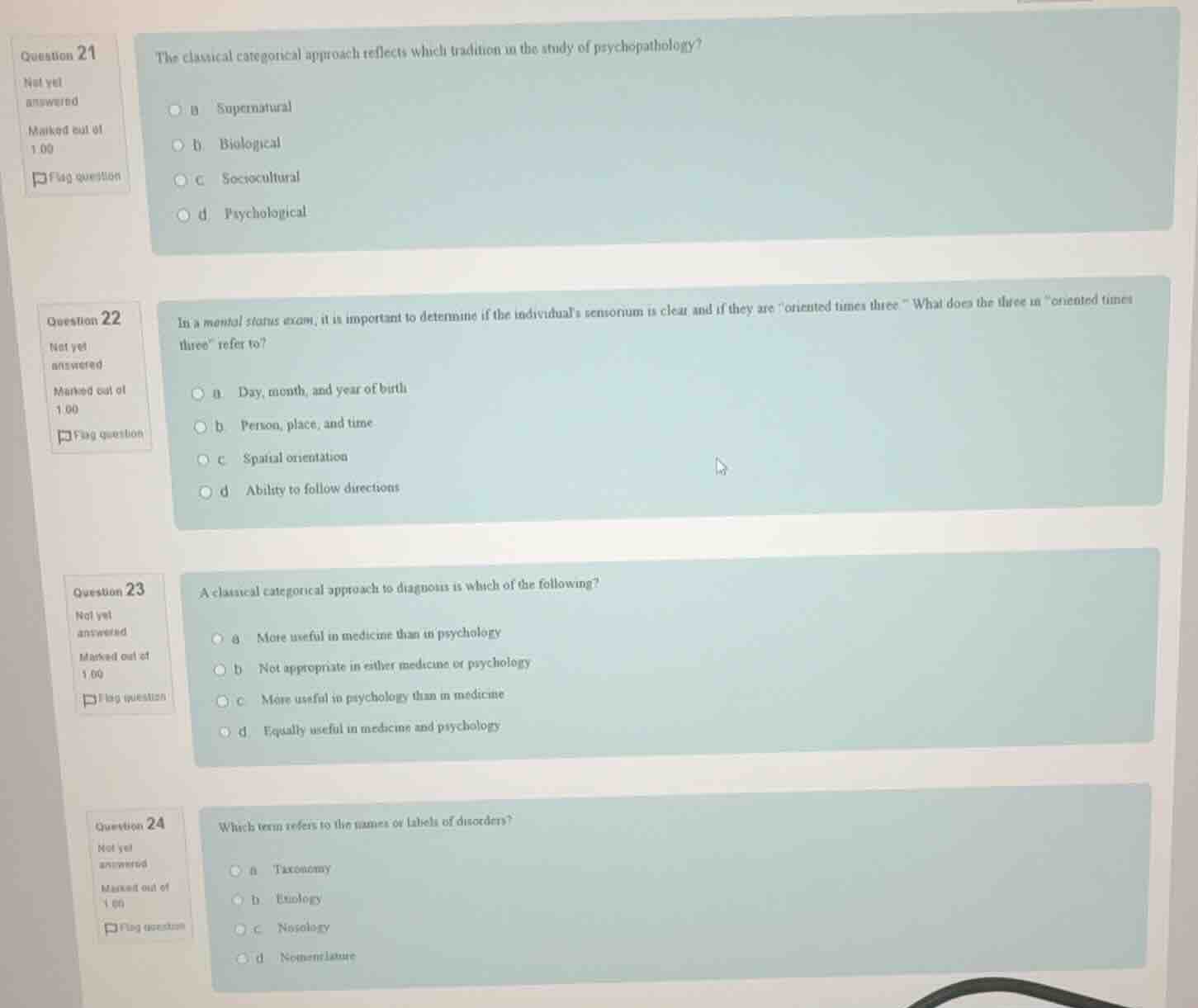 question 21 the classical categorical approach reflects which tradition…