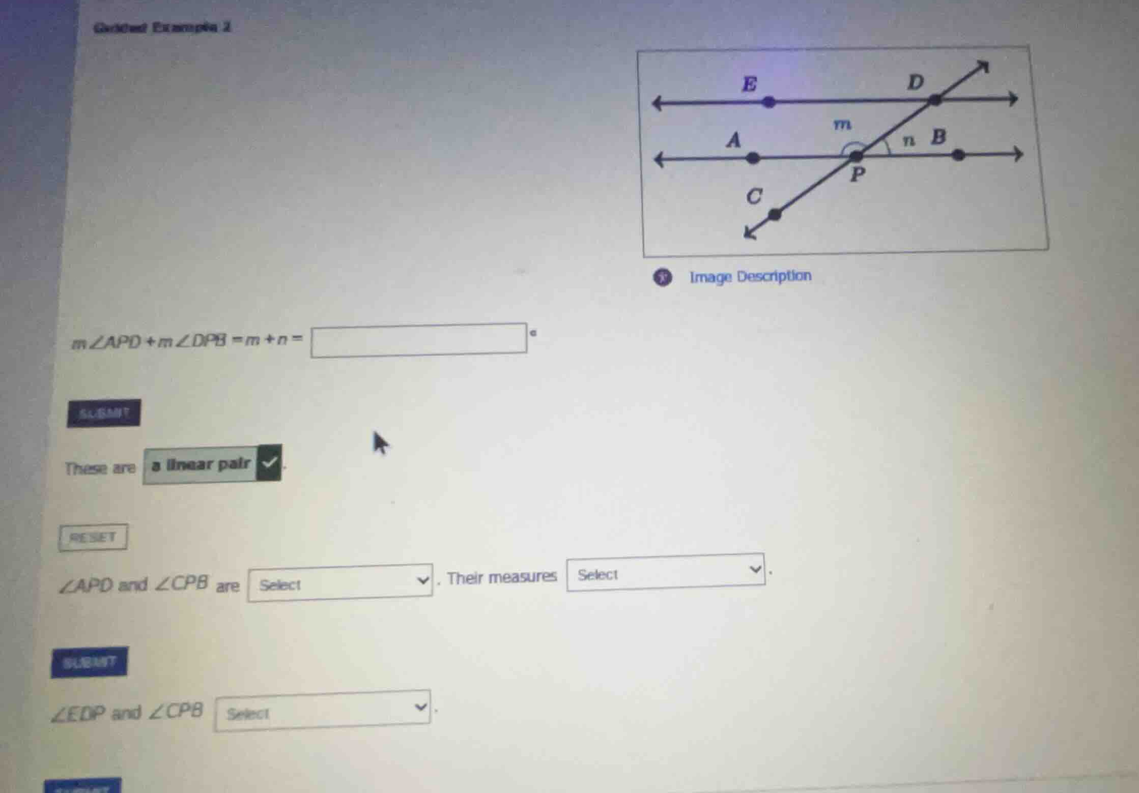 guided example 2 \\(m \\angle apd + m \\angle dpb = m + n =\\) \\(^{\\c…