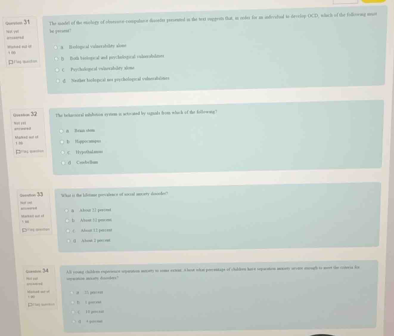 question 31 the model of the etiology of obsessive-compulsive disorder …