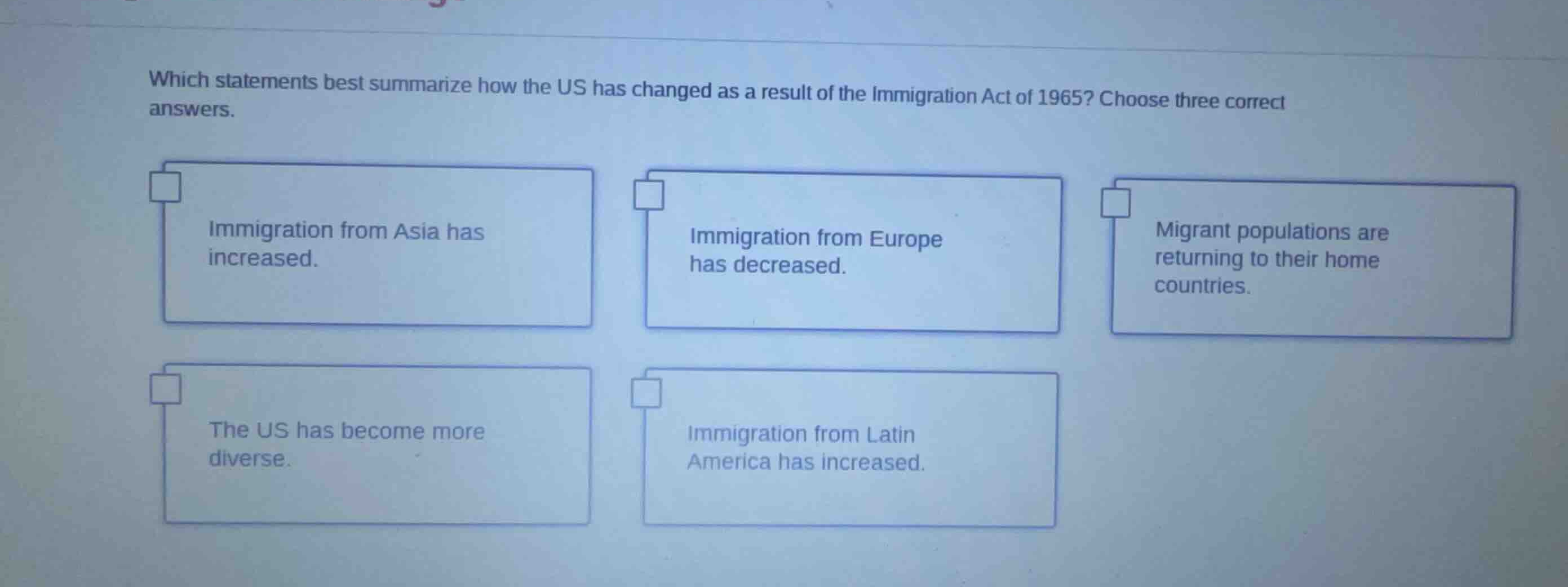 which statements best summarize how the us has changed as a result of t…