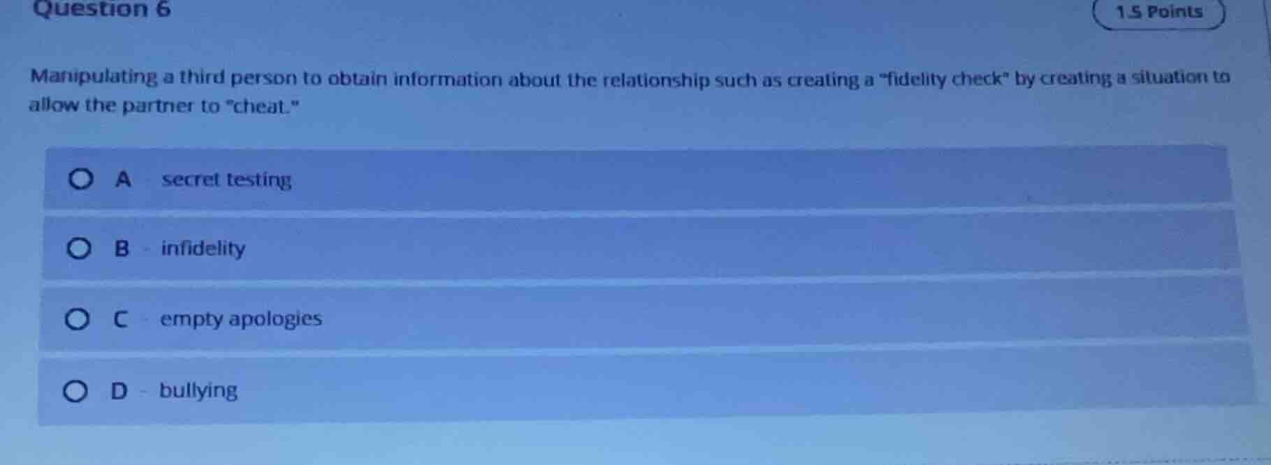 question 6 manipulating a third person to obtain information about the …