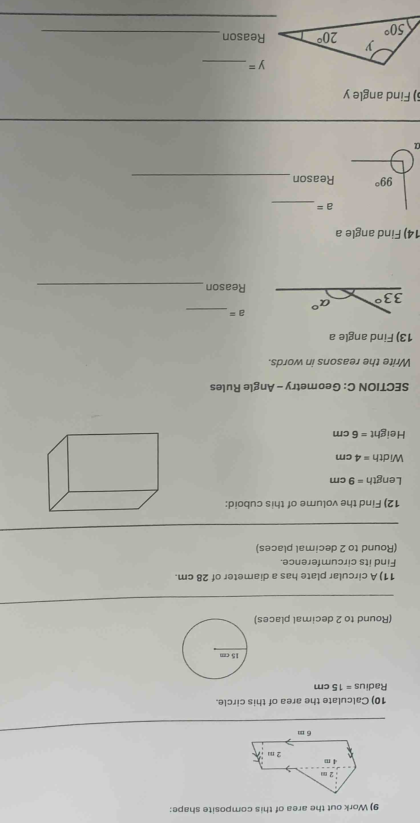 9) work out the area of this composite shape: 10) calculate the area of…